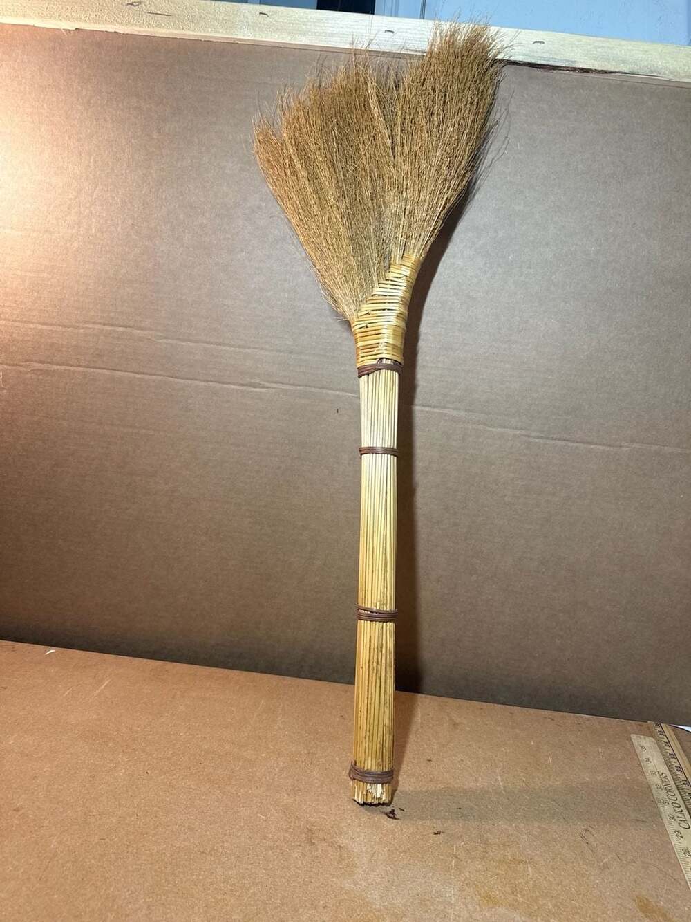 Vintage Handcrafted Straw Hearth Sweep Broom Natural Farmhouse Decor